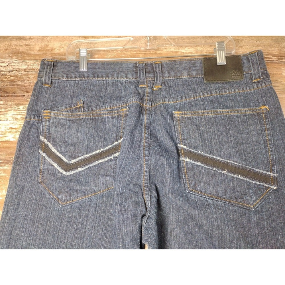 Micros Clothing Y2k Baggy Jeans Bootcut Dark Blue Denim Stud Pockets 36x32 90's - Picture 11 of 16